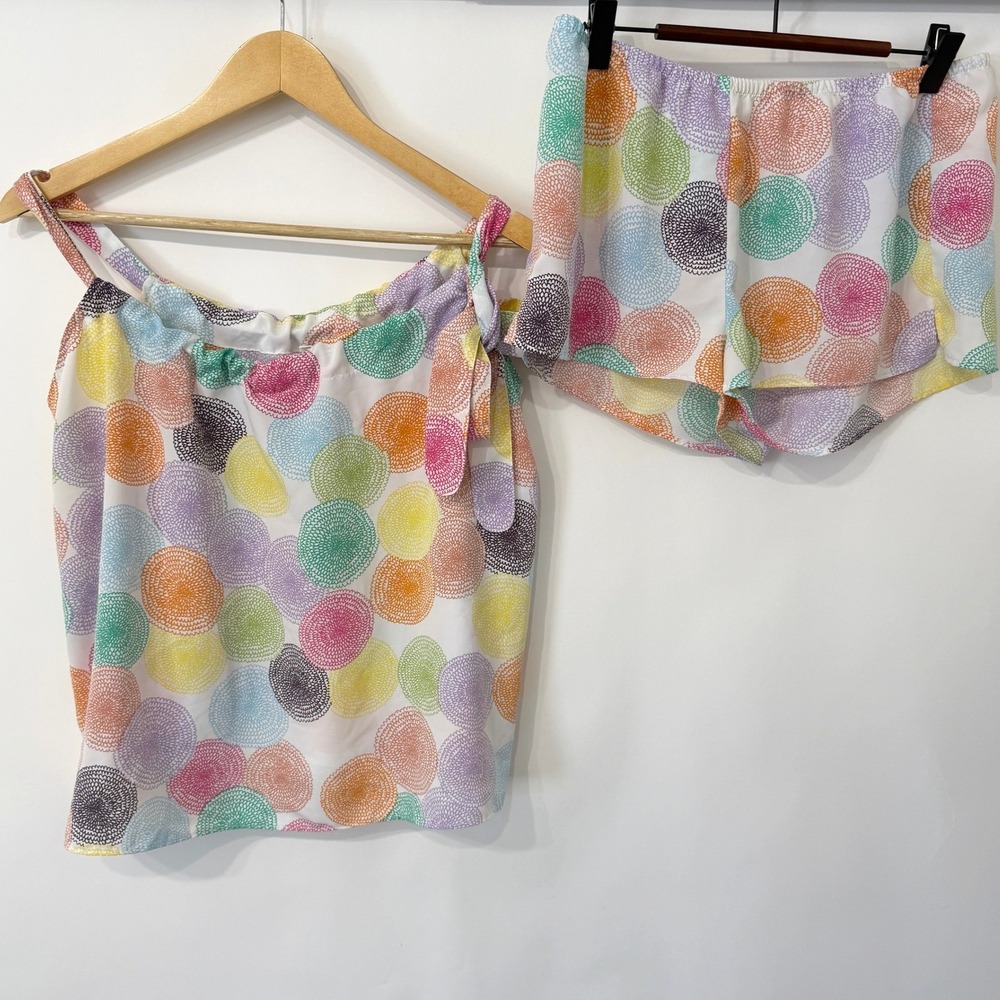 Old Navy Intimates Pajama Set Womens Medium Geometric‎ Circle Print Tank Shorts